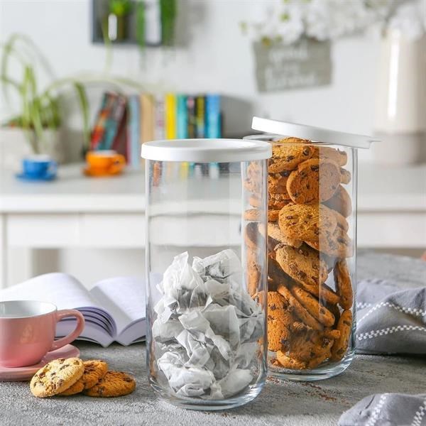 Duo Glass Jars with a Lid - Large (1400 ml), Grey | Full House Lebanon