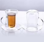 Double Wall Tea Glass Cup Set with a Glass Saucer | Full House Lebanon