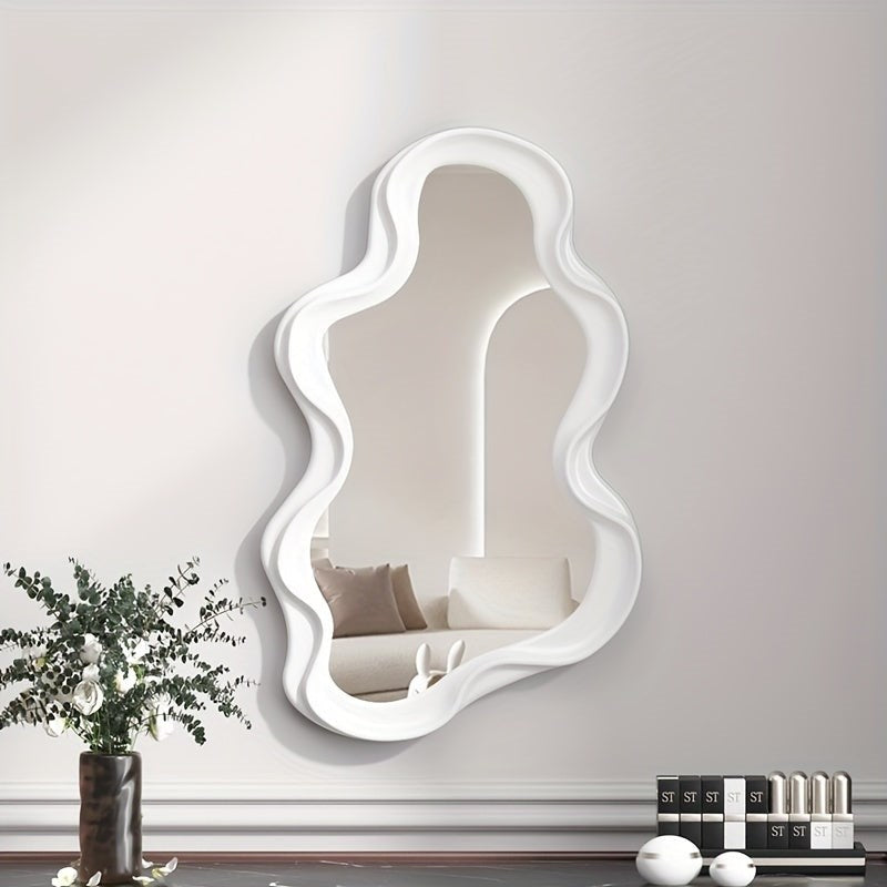 Irregular Wave Shaped Mirror - White | Full House Lebanon