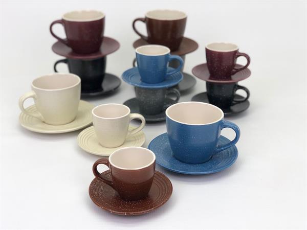 Porcelain Tea & Coffee Set (Half a Dozen) - Coffee, Grey | Full House Lebanon