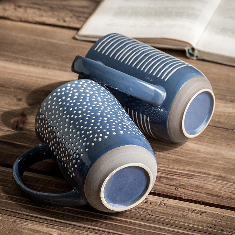 Blue Large Porcelain Mugs - Lines | Full House Lebanon
