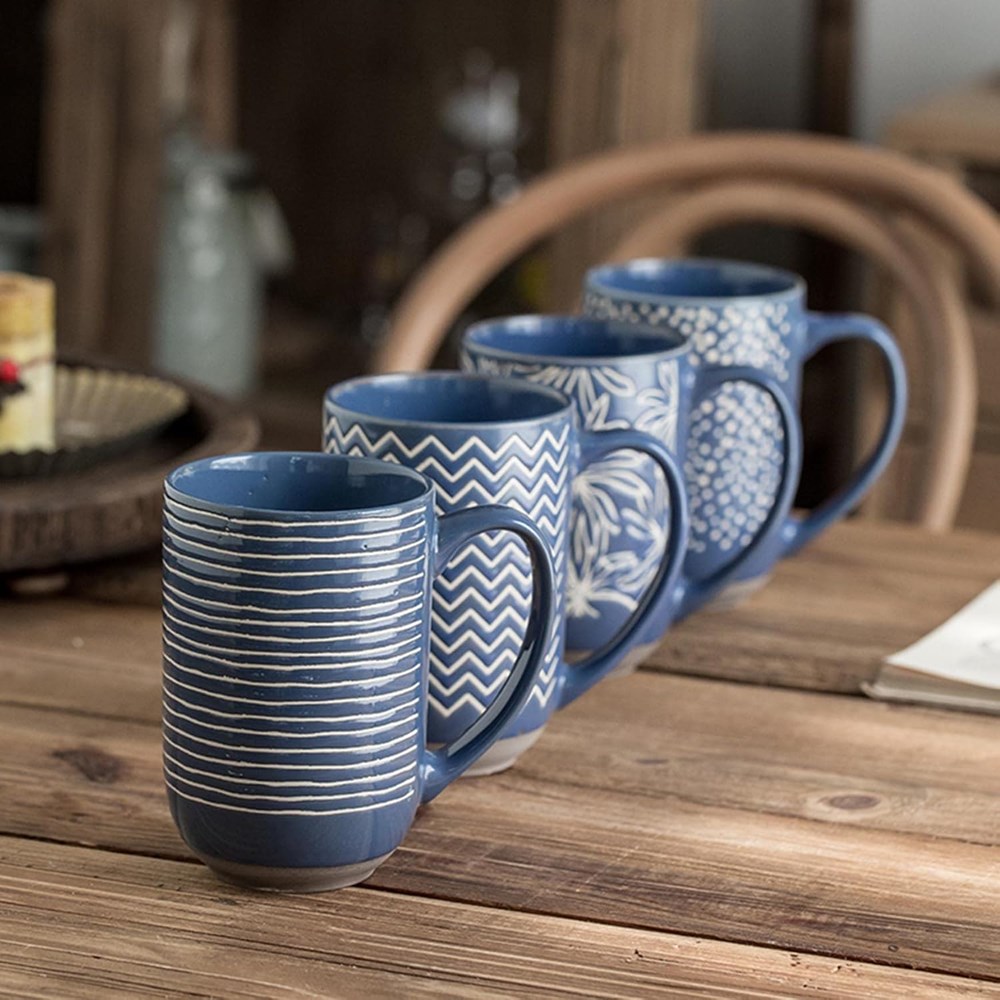 Blue Large Porcelain Mugs - Zigzag | Full House Lebanon
