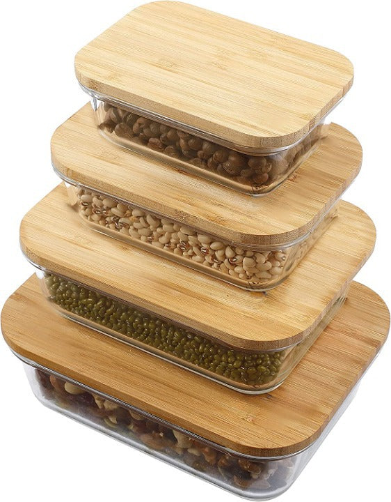 Rectangular Bamboo-Lid Food Containers - Small | Full House Lebanon