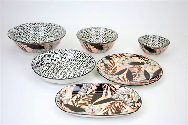 Black & Peach Dinnerware - Oval Plate | Full House Lebanon