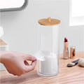 Acrylic Cotton Swab Box with Bamboo Lid | Full House Lebanon