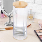 Acrylic Cotton Swab Box with Bamboo Lid | Full House Lebanon
