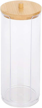 Acrylic Cotton Swab Box with Bamboo Lid | Full House Lebanon