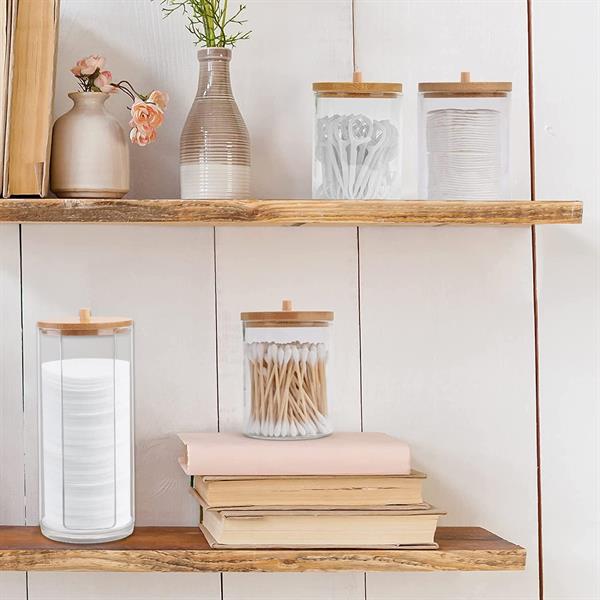 Acrylic Cotton Swab Box with Bamboo Lid | Full House Lebanon