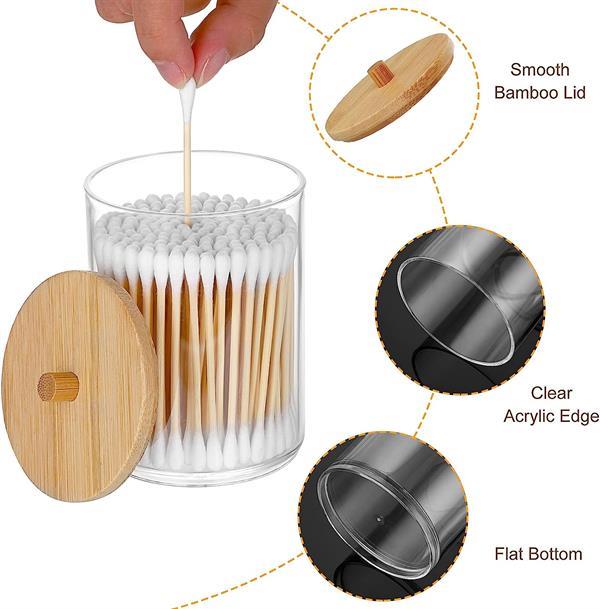 Acrylic Qtip Holder with Bamboo Lid | Full House Lebanon