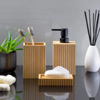 Natural Bamboo Fluted Bathroom Accessories | Full House Lebanon