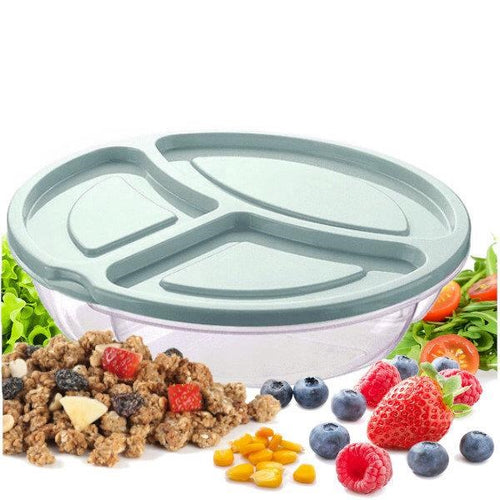 3-Compartment Round Snack Food Container - Light Purple | Full House Lebanon