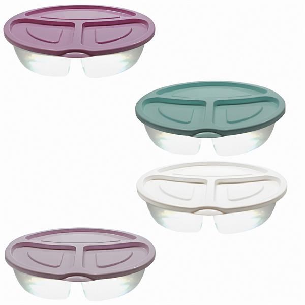 3-Compartment Round Snack Food Container - LightGreen | Full House Lebanon