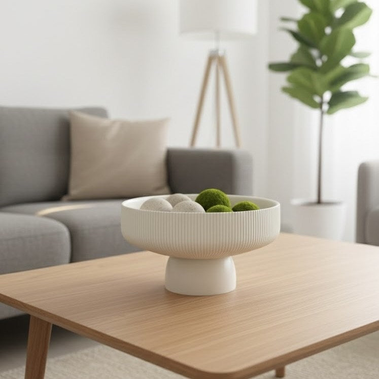 Ribbed Porcelain Decorative Bowl | Full House Lebanon