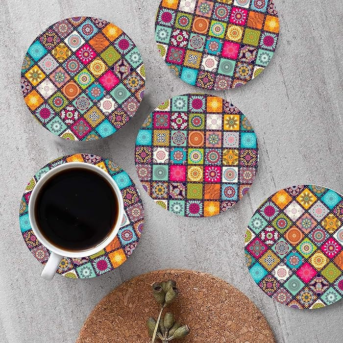 Round Ceramic Coasters (4pcs) | Full House Lebanon