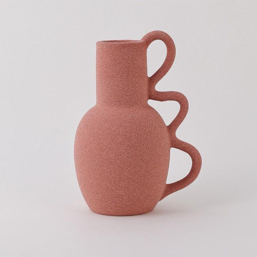 Ceramic Vase with Wavy-shaped Handle - White | Full House Lebanon