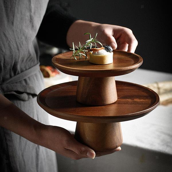 Acacia Wooden Cake Stand - Medium | Full House Lebanon