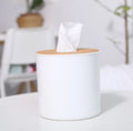 Plastic Tissue Box with Bamboo Lid - Beige | Full House Lebanon