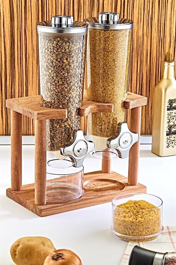 Cereal Dispenser with Wood Stand | Full House Lebanon