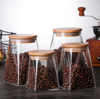 Square Based and Round Top Bamboo Lid Glass Jars - Large | Full House Lebanon