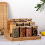 Square Glass Storage Jar with Airtight Bamboo Lid - Small | Full House Lebanon