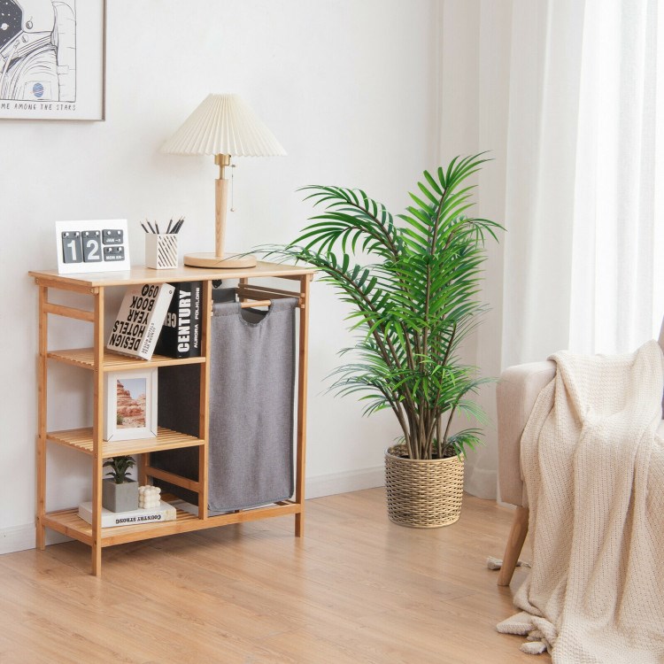 Bamboo Laundry Basket Stand with Removable Sliding Bag | Full House Lebanon
