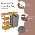 Bamboo Laundry Basket Stand with Removable Sliding Bag | Full House Lebanon