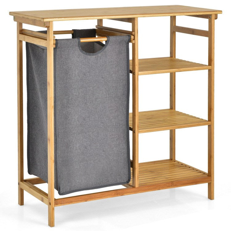 Bamboo Laundry Basket Stand with Removable Sliding Bag | Full House Lebanon
