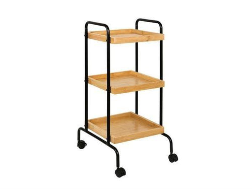 3 -Tier Wood & Black Rolling Cart | Full House Lebanon