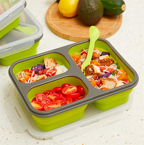 3 - Compartments Collapsible Lunch Box - Blue | Full House Lebanon