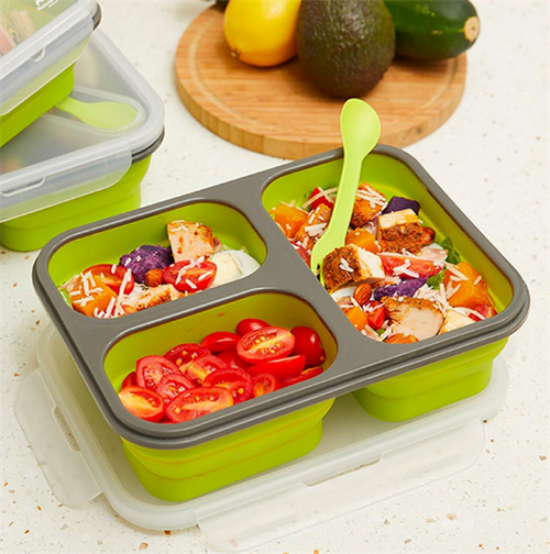 3 - Compartments Collapsible Lunch Box - Blue | Full House Lebanon