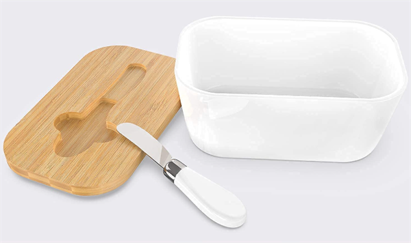 Porcelain Plain Butter Dish with Lid & Knife | Full House Lebanon