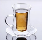 Double Wall Tea Glass Cup Set with a Glass Saucer | Full House Lebanon