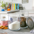 Duo Glass Jars with a Lid - Small (380 ml), Grey | Full House Lebanon