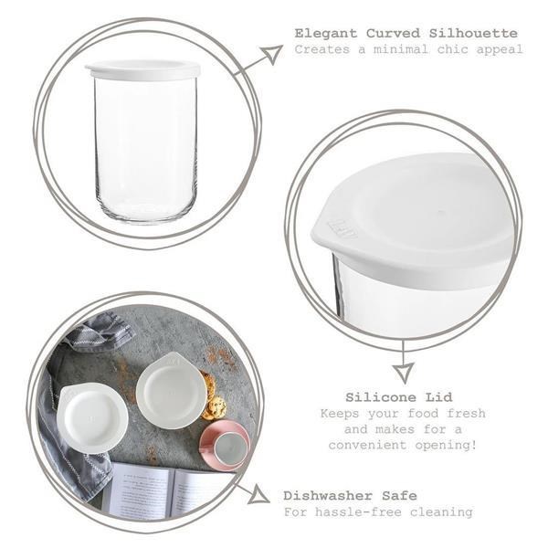 Duo Glass Jars with a Lid - Medium (1000 ml), Grey | Full House Lebanon