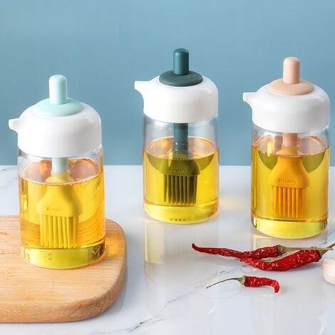Condiment Oil Jar with a Brush - Aqua | Full House Lebanon