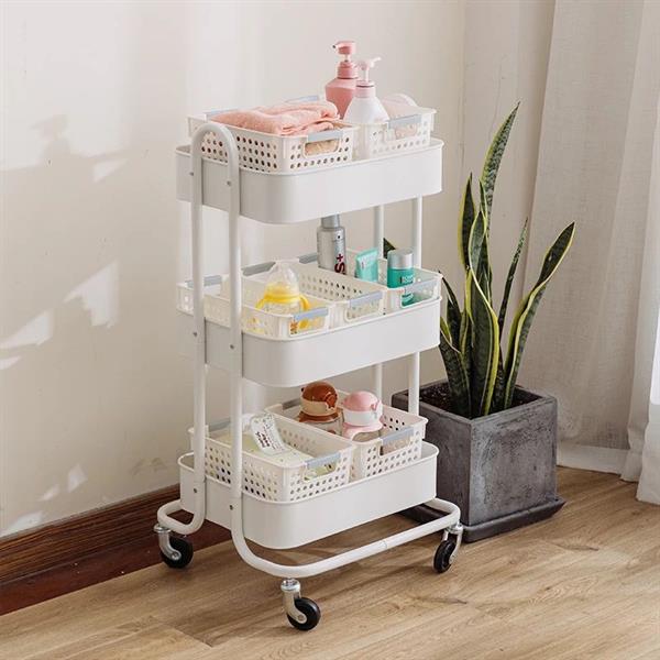 3-Tiers Trolley with Handles - Pink | Full House Lebanon