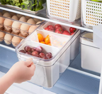 3-Compartments Acrylic Fridge Container - White | Full House Lebanon