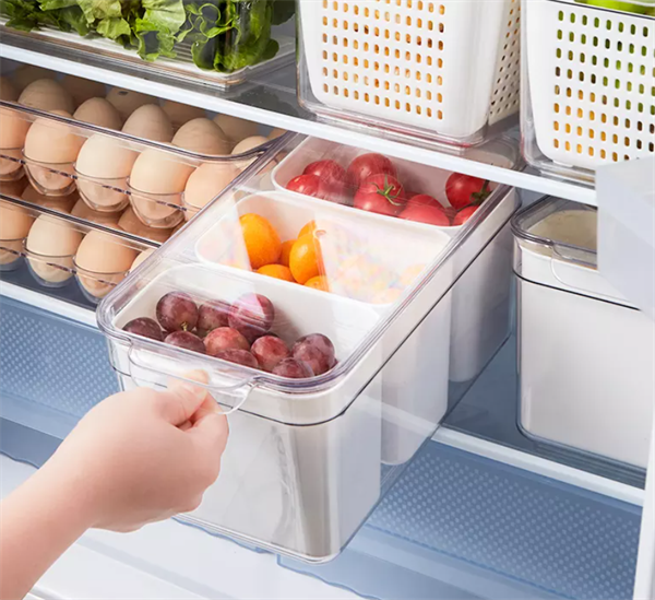 3-Compartments Acrylic Fridge Container - White | Full House Lebanon
