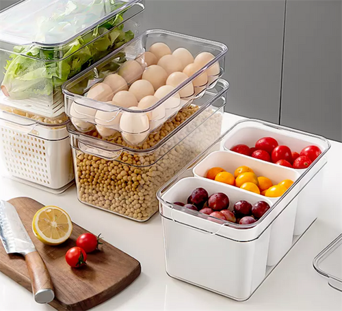 3-Compartments Acrylic Fridge Container - Grey | Full House Lebanon