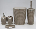 Round Striped Bathroom Set (5pcs) - White | Full House Lebanon