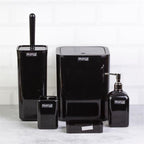 Glossy Square Bathroom Set (5pcs) - Black | Full House Lebanon