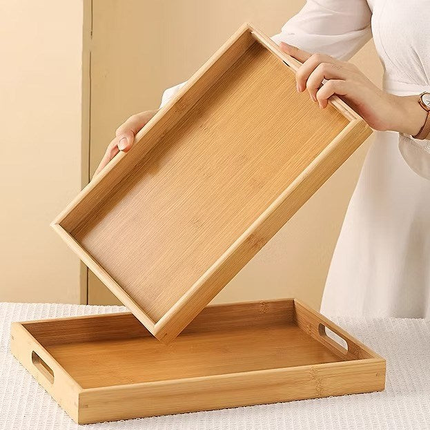 Rectangular Bamboo Serving Tray with Handles | Full House Lebanon