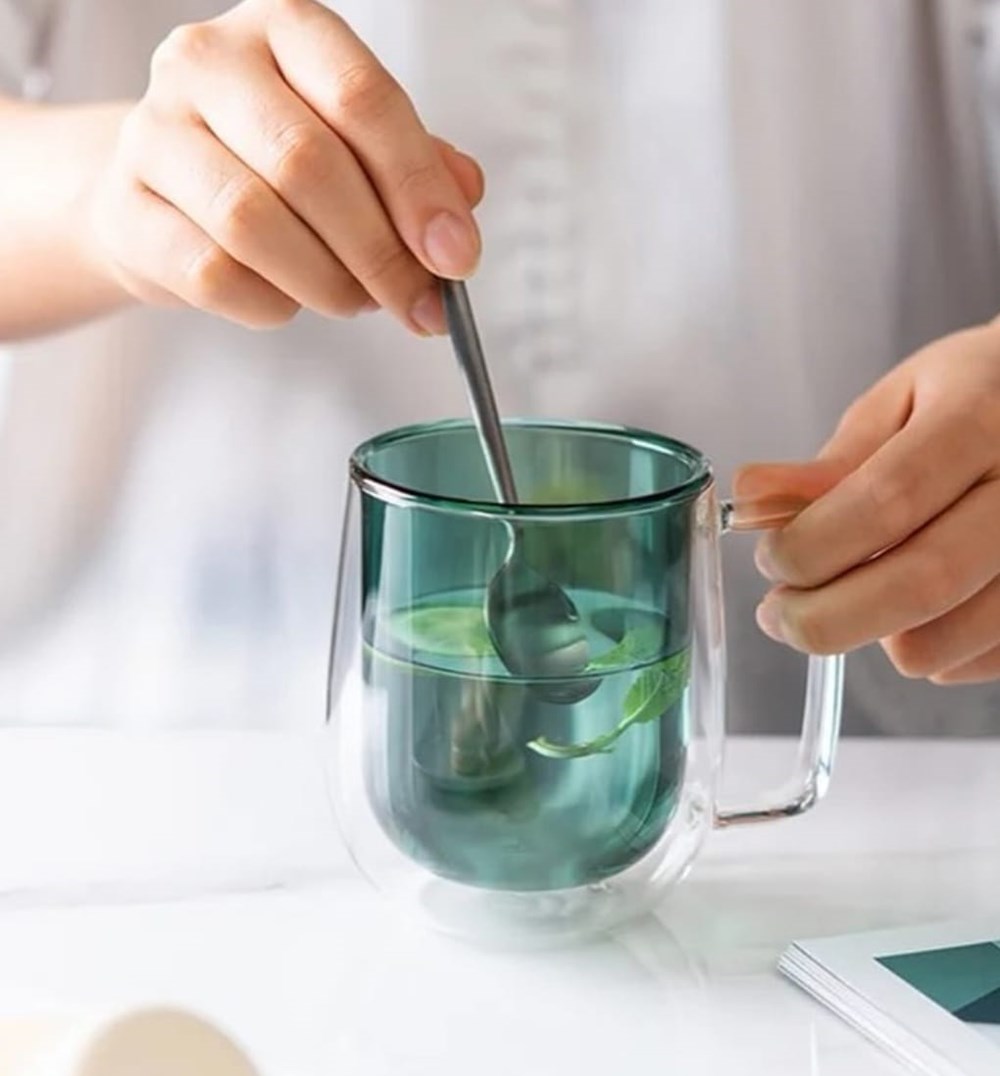 Double-wall Glass Mug 350 ml - Blue | Full House Lebanon