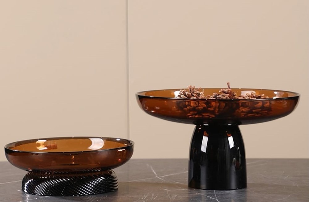 Glass Serving Plate - Large ribbed | Full House Lebanon