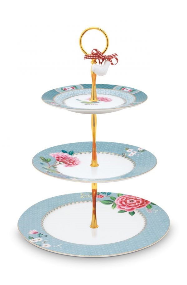 Pip Studio 3 -Tier Blushing Birds Cake Stand - Blue | Full House Lebanon
