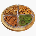 4-Compartments Acacia Chip & Dip Glass | Full House Lebanon