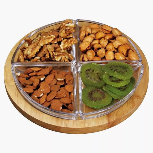 4-Compartments Acacia Chip & Dip Glass | Full House Lebanon