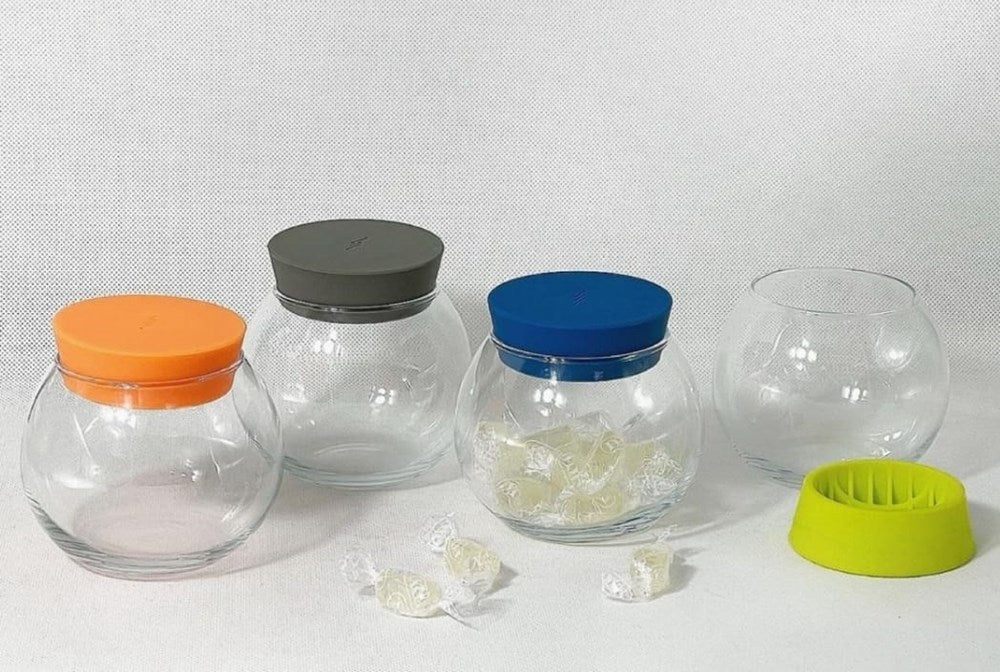 Glass Jar with Silicone Lid - 420 cc, Navy | Full House Lebanon
