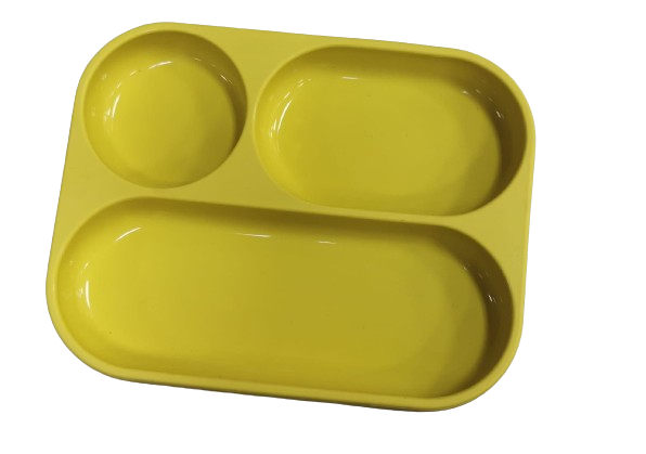 3-Compartments Silicone Suction Plate - LightGreen | Full House Lebanon