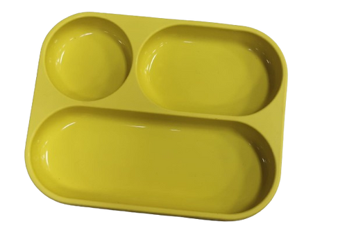3-Compartments Silicone Suction Plate - LightGreen | Full House Lebanon